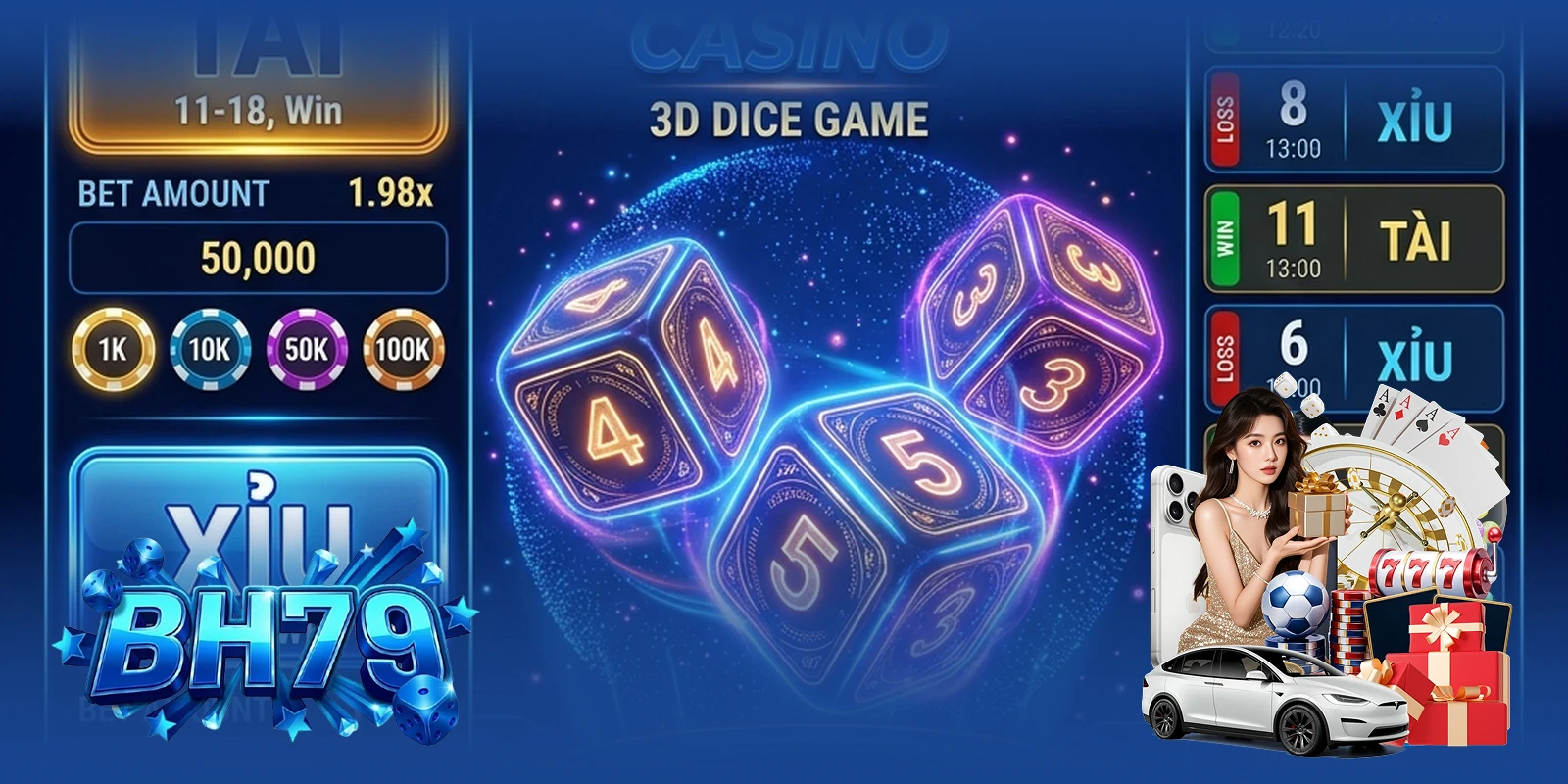 Tài Xỉu BH79 minh bạch dữ liệu — giao diện sảnh giải trí 3D hiện đại
